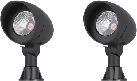 Low Voltage Cast Aluminum Landscape Lighting Outdoor Spotlights 8Watts,Equivalent to 60 Watts Halogen Bulb for Landscape Directional Light Garden Tree Uplights Black Finish Warm White 2-Pack