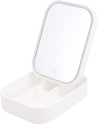 LED Vanity Mirror Travel Makeup Mirror LED Makeup Mirror Vanity Mirror with Lights Mirrors Make up Mirror Foldable Makeup Mirror Fashion Makeup Mirror Desk Makeup Box Plastic White
