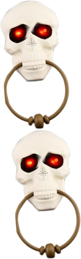 2pcs Haunted House Doorbell Haunted House Prop Kids Playsets Haunted Skull Door Bell Halloween Skull Doorbell Skull Toy Halloween Prop Decoration Child Battery Eyeball White