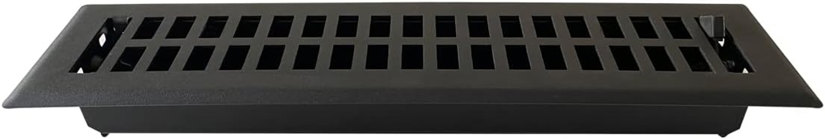 Vent Cover - 2x12 inch, PACK of 4, Modern Contemporary Design, Textured Black Finish, Heavy Duty Floor Vent Covers, Metal Damper Attached. Home Floor only.
