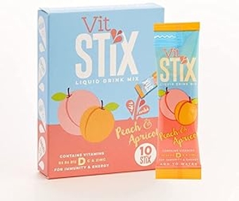 | Immunity Boosting amin Drink | Water Enhancer | Flavor Water | amins C D Zinc B5 B6 B12 | Mix with Water | (Peach & Apricot, 100 Drinks)