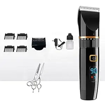 Hair Clippers for Men, Hair Clipper Trimmer With LED Washable Rechargeable For Men Hair Clippers Professional Beard Trimmer Cutting Machine (Color : Hair clipper scissor, Size : EU Plug)