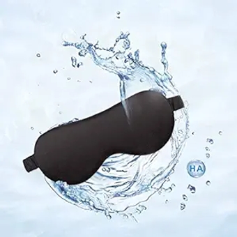 Hyaluronic Acid Sleep Mask 100% 19 Momme Pure Mulberry Silk Super Smooth Cooling Sleep Eye Mask Blackout Eye Cover with Wide Head Strap Good Night Sleep Comfortable Travel and Nap, Black