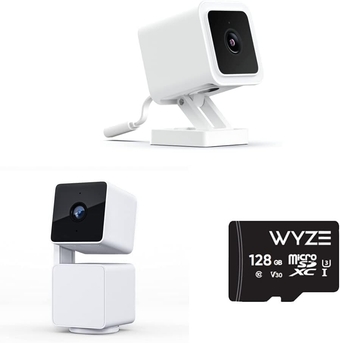 Wyze Cam v3 1080p HD Indoor/Outdoor Security Camera & Cam Pan v3 Indoor/Outdoor IP65-Rated 1080p Pan/Tilt/Zoom Wi-Fi Smart Home Security Camera & Expandable Storage 128GB MicroSDXC Card Class 10,Black