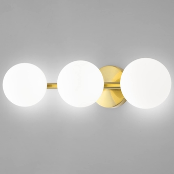 Bathroom Vanity Lights, 3-Light Bathroom Light Fixtures Brass Gold Vanity Lights, Mid-Century Modern Gold Bathroom Lights Over Mirror, Dimmable Wall Sconces Wall Light with Frosted Milk Glass, G9 Base