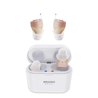 Hearing Aids, Rechargeable Hearing Aids for Seniors and Adults,Rechargeable Hearing Amplifier with Button Volume Control, Hearing Aids With Noise Cancelling No Whistling (Beige)