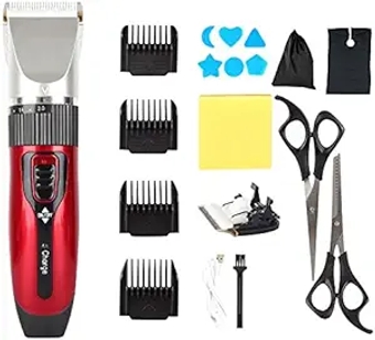 Hair Clippers for Men, Electric Hair Clippers Hair Shaver for Family Electric Mens Beard Trimmer for Hair Cutter Kit Barber Shop Strong Power (Color : Red A3)