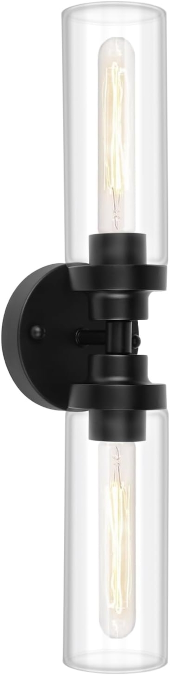 2-Light Bathroom Light Fixtures, Matte Black Vanity Light Fixture, Modern Vanity Lights for Bathroom Bedroom Hallway, Vanity Lamp with E26 Base, Buld Not Included