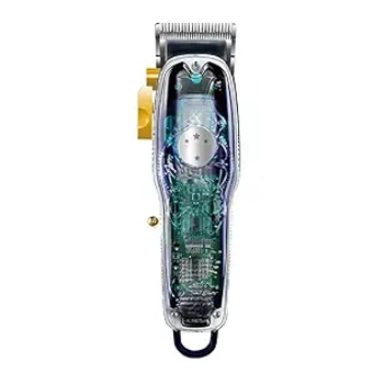 Hair Clipper Trimmer, USB Electric Hair Clipper 3- color Transparent Body Hair Cutting Machine Steel Cutter Hair Trimmer Recharge Strong Power for Men (Color : Blue)