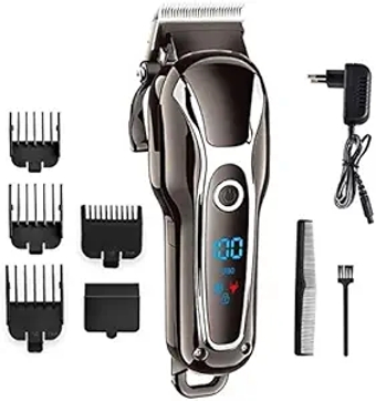Cordless Haircutting & Trimming Kit,Clipper Rechargeable Cord Head Shaver Self-Sharpening Ceramic Blade with LED Display for Heads Beards & All Body Grooming