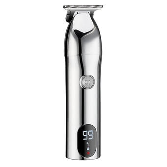 Hair Clipper Trimmer, Ceramic Blade Electric Hair Clipper Men Barber Beard Trimmer Rechargeable Hair Cutting Machine for Men Low Noise Adult Hair Cut (Color : Silver)