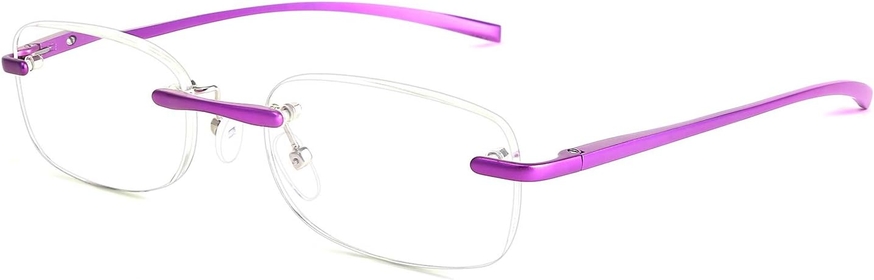 Rimless Reading Glasses Blue Light Blocking Lightweight Clear Lens Eyewear for Men and Women B2655