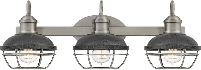 SPP8625AP Sandpiper Industrial Vanity Bath Lighting, 3-Light 300 Watts, Antique Polished Nickel