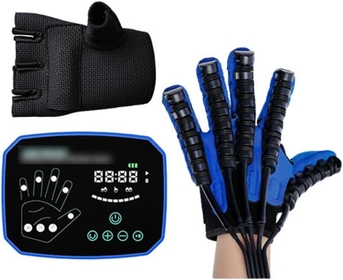 Hemiplegia Finger Rehabilitation Trainer Robot Gloves, Robot Gloves with Independent Five-Pipe Design, for Hand Function Recovery (Color : Left Hand, Size : Medium)