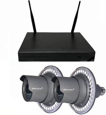 8 Channels standalone Pro Wi-Fi NVR System + 2 Twist in Pro floodlight Surveillance Security Cameras Complete Install Kit with Hard Drive