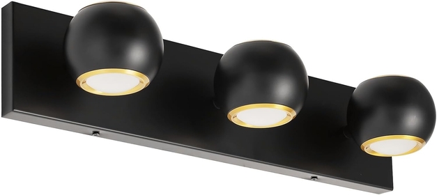 Bathroom Light Fixtures Over Mirror,3-Light Bathroom LED Vanity Light with 350° Rotatable Globe Head 30W Dimmable Black Vanity Lights for Bathroom