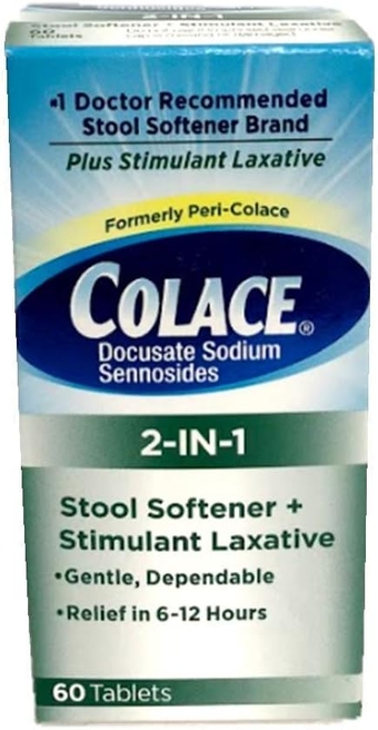 2-in-1 Stool Softener + Stimulant Laxative, 60 Tablets (Pack of 2)