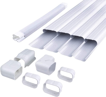4'' 17 Ft Mini Split Line Set Cover, PVC Decorative Pipe Line Cover Kit for Ductless Mini Split Air Conditioner Accessories, Central  and Heat Pump