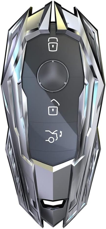 for Mercedes Benz Key Fob Cover with Keychain, Mecha Style Zinc Alloy Key Case Cover for Mercedes Benz A B C E S CLA CLK CLS GLA GLC GLE GLK SLK AMG Series Keyless Smart Key Fob