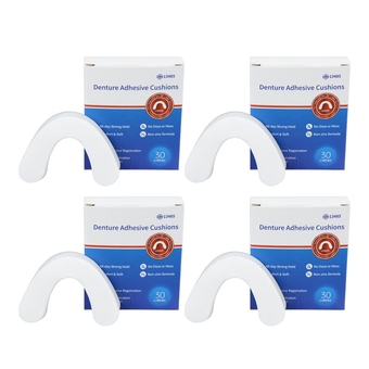 Denture Adhesive Cushion, Lower Denture Pads Zinc Free Long-Lasting Denture Adhesive Cushion Denture Adhesive Pad for Secure Hold and Food Seal 120 Pads(4 Pack)