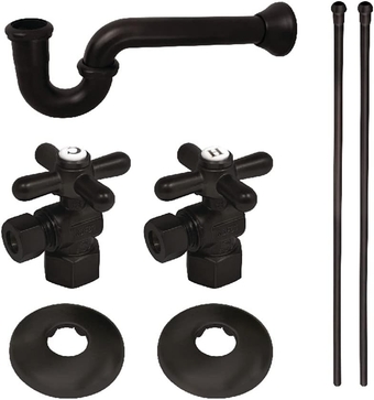 KPK200 Gourmet Scape Plumbing Supply Kit with 1-1/2" P-Trap - 1/2" IPS Inlet x 3/8" Comp Oulet, Matte Black