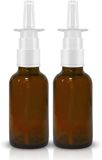 Glass 1 oz Nasal Sprayer - Empty, Refillable, Travel-Sized Solution for Saline Applications - Quality Glass Construction! (Amber)