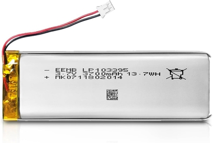 3.7V Lithium ion Battery 3700mAh 103395 Rechargeable 3.7 Volt Lipo Battery Pack with Wire JST Connector for Speaker and Dashcam- Confirm Size & Polarity Before Purchase