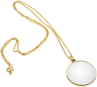 Magnifier Monocle Lens, 5X Magnifier Monocle Lens Necklace Magnifying Glass Loupe Magnifying Pendant Necklace for Library Reading Zooming Jewelry Crafts Needlework (Gold)
