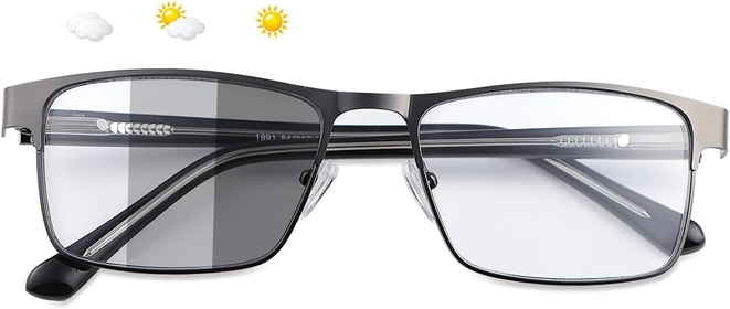 Photochromic Nearsighted Distance Glasses Spring Hinge UV400 Sunglasses Anti Blue Light Myopia Glasses for Men Women(Black, -0.50, multiplier_x)