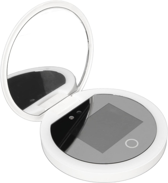 Travel Compact Mirror with UV Sunscreen Testing Camera, 2X Magnification 3.5in Pocket Lighted Mirror, Handheld Makeup Mirror for Handbag.