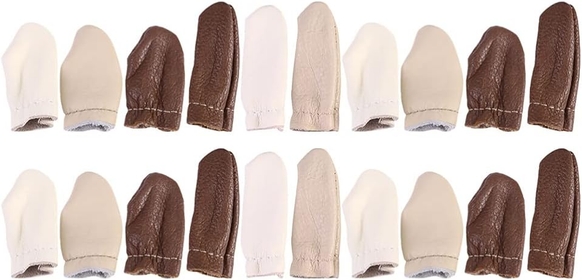 Thumb Protector Finger Cots, 20PCS Leather Finger Covers, Cut Resistant Protector, for Cracked Skin, for Kitchen, Work, Sculpture, Anti- Slip, Reusable (Random Color) Leather Finger Cots