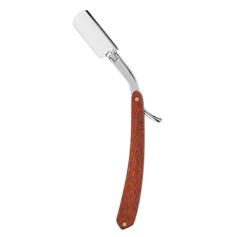 Manual Razors,Straight Shaving Razors Men Safety Folding Shaving Knife Replaceable Blade Shaping Tool with Stainless Steel Blade and Wooden Handle for Barber Beard Removal Hair Cut