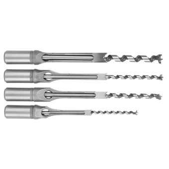 4pcs Square Hole Drill Bits Set 1/4" 5/16" 3/8" 1/2" Wood Mortising Chisel Kit Woodworking Mortiser Drill Bits