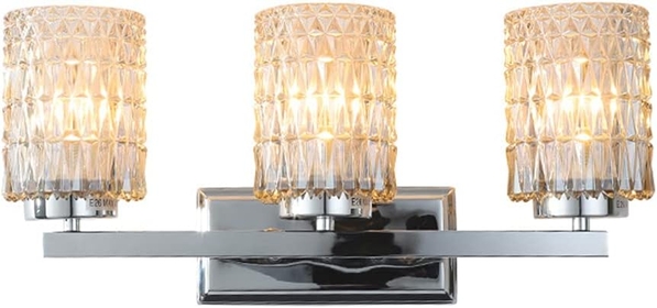 LED Indoor Wall Light, 3 Lights Crystal Glass Vanity Lights Modern Bathroom Wall Sconces Lighting Brushed Nickel Design Wall Mount Light Fixtures for Living Room Mirror Cabinets Vanity Table Hallway