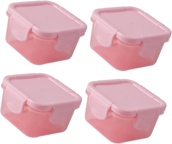 4pcs Boxes Packing Crisper Mini Refrigerators Fridge Shelf Holder Containers Lunchbox Container Small Storage Bin with Lid Kids Bento Minifridge Pp Baby Storage Box Salad Dressing