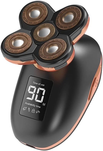 5-in-1 Electric Head Shaver for Bald Men, Rotary Head Shavers - Electric Men's Grooming Kit - with Rotary Blades, Clippers, Nose Trimmer, Brush, Massager