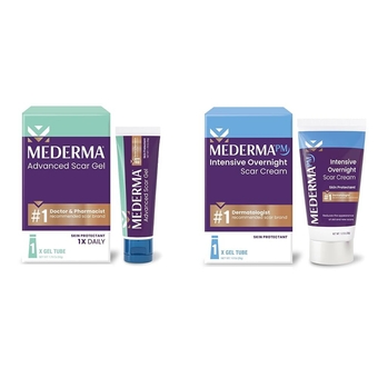 Advanced Scar Gel, 50 Grams & PM Intensive Overnight Scar Cream - 1.0 oz (28g) Advanced Scar Treatment That Works with Skin's Nighttime Regenerative Activity