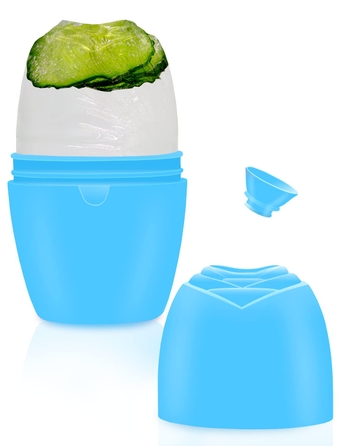 Upgraded Ice Mold for Face, Reusable Face Ice Mold with Stopper, Facial Ice to Tighten & Tone Skin, Ice Roller Mold to De-Puff The Eye Area, Perfect Gifts for Girls and Women (Blue)