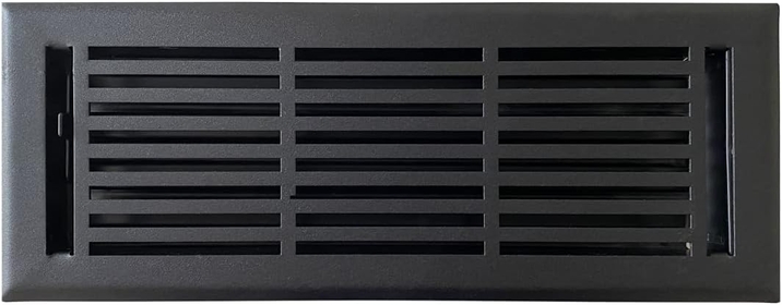 Vent Cover - 4x12 inch, Linear Design, Textured Black Finish, Heavy Duty Floor Vent Covers, Metal Damper Attached. Vent Covers for Home Floor only.