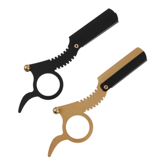 2pcs Vintage Razor Barber Ergonomic Beard Clippers Mustache Trimmer Men Razors for Shaving Men Finger Razor Straight Razors for Men Double Ring Stainless Steel Man Shaver Shaping