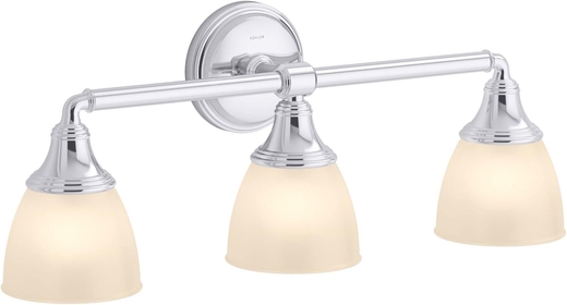 KOHLER Devonshire Bathroom Vanity Light Fixture, Wall Sconce Lighting, Position Facing Up or Down, UL Listed, 3 Light, Polished Chrome