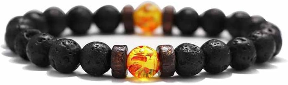 Mens Lava Rock Bracelet for Women Aromatherapy Anxiety Essential Oil Diffuser Volcanic Stone Bead Bangle for Men and Women,amber
