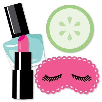 Spa Day - Eye Mask, Nail Polish, Lipstick and Cucumber Decorations DIY Girls Makeup Party Essentials - Set  20