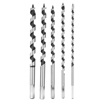 5Pcs Hex Shank Auger Bits Set Hexagon Handle Carbon Steel Wood Fast Cut Auger Drill Bit Carpenter Tool Self-Guided Drill Head for DIY Woodworking Enthusiasts Drillbits