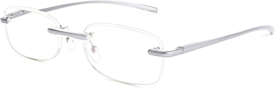 Rimless Reading Glasses Blue Light Blocking Lightweight Clear Lens Eyewear for Men and Women B2655