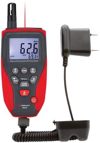 MS475 Moisture Meter, Psychrometer, IR Thermometer with Built-in Humidity/Temperature Probe