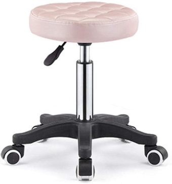 Mechanic Stool with Wheels，Small en Stools with Pink Synthetic Leather Seat，Adjustable Height 45-59 cm，Supported weight 160 Kg，Cutting Stool Hairdressingfor Hairdressing Manicure Beauty Spa Salon