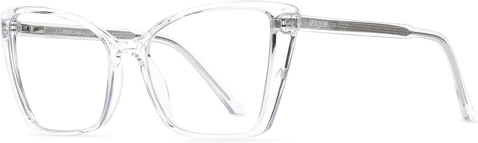 Women's Oversized Blue Light Blocking Glasses, Trendy Big Cat Eye Computer Gaming Eyeglasses Anti Glare & UV RF6204 (Clear Cateye Frame)