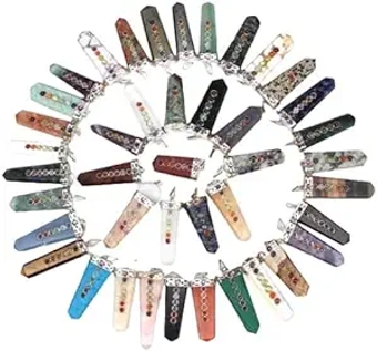 Jet Unique Authentic Assorted Flat Chakra Pendants Healing Chakra Pendant Jewelry Necklace Pendant Natural Stone Women Men