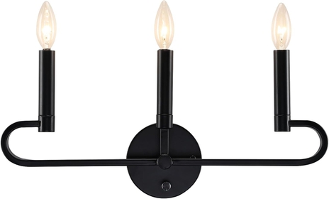 Bathroom Vanity Light with ON/Off Dimmer Switch, Black Dimmable Industrial Bathroom Light Fixtures for Mirror, Bulbs Not Included